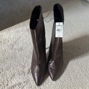 Brown Croc Heeled Boots